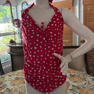 Red Polka Dot Halter Swimsuit